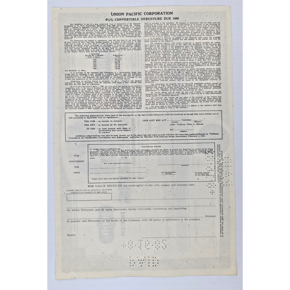 Union Pacific Co Railroad Shares Certificates Assorted Lot of 4 - Picture 9 of 9